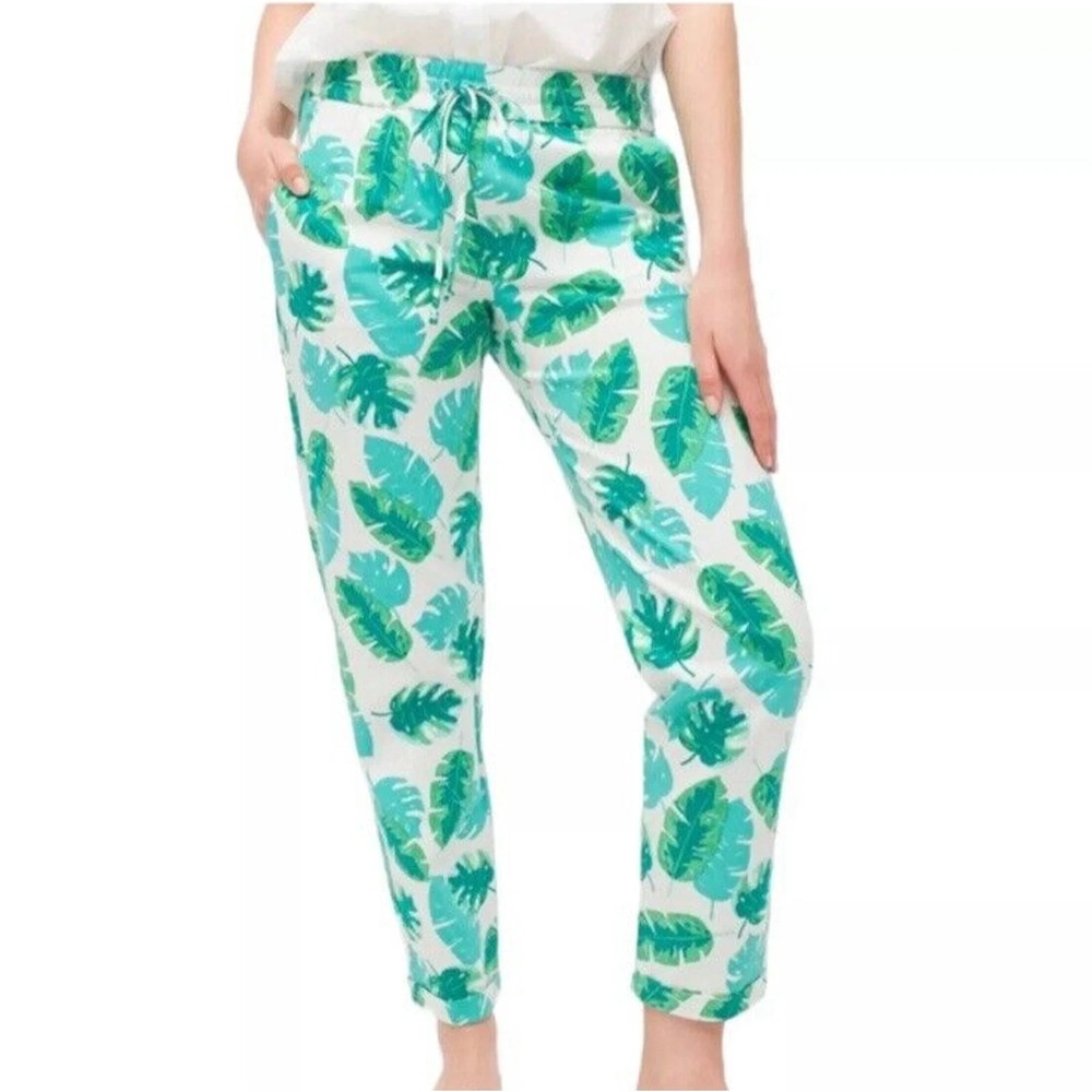 J. Crew Linen Pull On Drawstring Ankle Crop Pants Womens Size 4 Tropical $69 NEW